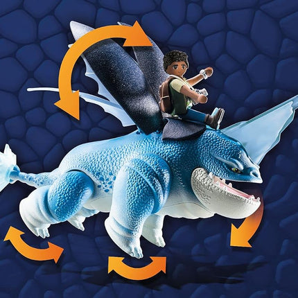 Playmobil 71082 How to Train your Dragon: Nine Realms Plowhorn and D'Angelo, Dragon Toy with movable limbs, wings and TV characters, Fun Imaginative Role-Play, Playset Suitable for Children Ages 4+