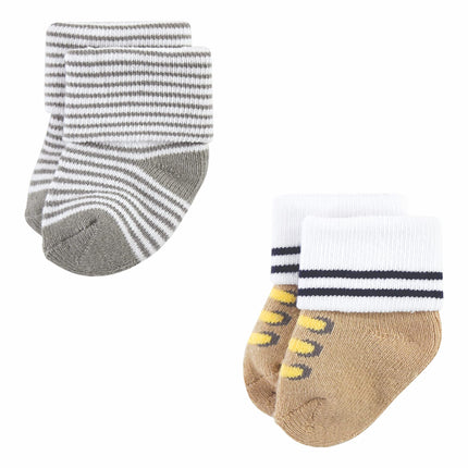 Luvable Friends Unisex Baby Newborn and Baby Terry Socks, Bulldozer, 6-12 Months