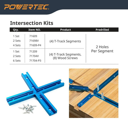 POWERTEC 71067V Double-Cut Profile Universal T-Track with Predrilled Mounting Holes, 48", 1 PK