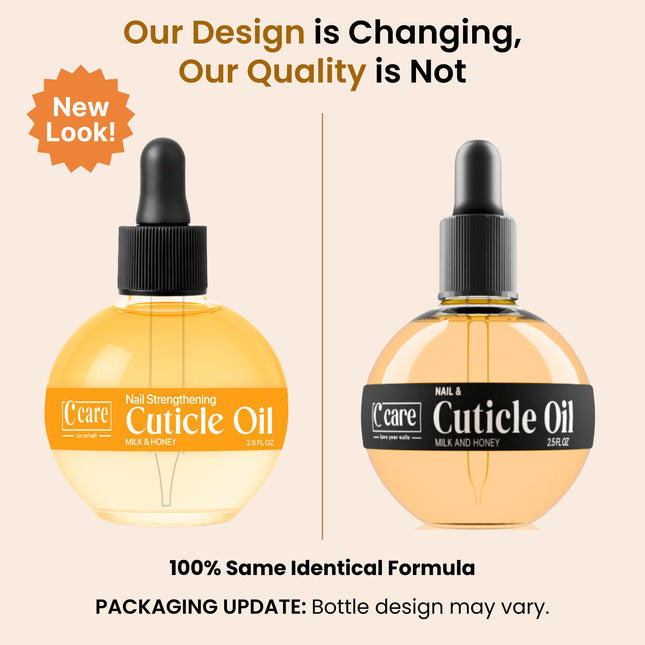 C CARE Huile à cuticules pour les ongles - Huile pour les ongles Lait et miel - Répare, hydrate et fortifie les ongles et les cuticules pendant la nuit - Compte-gouttes et pinceau inclus - Grande bouteille de 75 ml