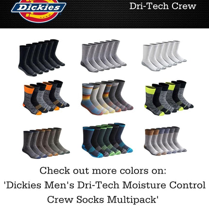 Dickies Men's Dri-Tech Essential Moisture Control Crew Socks (6 & 12 Pairs), Light Wardrobe Assorted (6 Pairs), Large