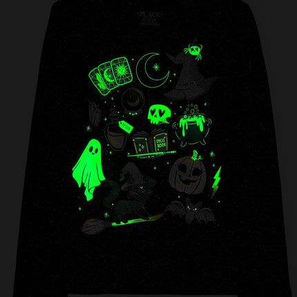 The Children's Place Girls' All Holidays Long Sleeve Graphic T-Shirts,multipacks, Black Cat/Halloween Doodle Print 2-Pack, X-Large