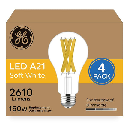 GE Ultra Bright LED Light Bulbs, 150 Watt, Soft White, A21 Bulbs (4 Pack)