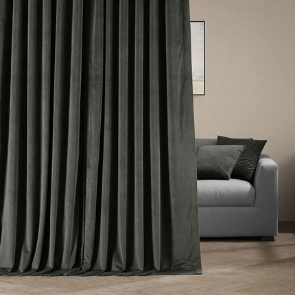 HPD Half Price Drapes Blackout Curtain Signature Velvet-Extra Wide VPCH-VET1220-84 (1 Panel), 100 X 84, Gunmetal Grey, Polyester Blend, 100 in x 84 in