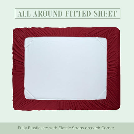 Elegant Comfort Luxury 1500 Premium Hotel Quality Microfiber 4-Piece Sheet Set - Soft, All Around Elastic 18-24 Inches Deep Fitted Sheet - Extra Deep Pocket Sheets, Twin/Twin XL, Burgundy