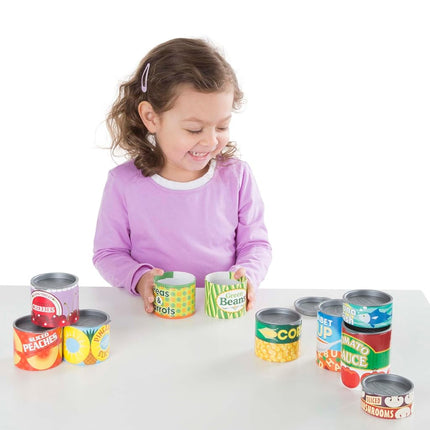 Melissa & Doug Let's Play House! Grocery Cans Play Food Kitchen Accessory - 10 Stackable Cans With Removable Lids