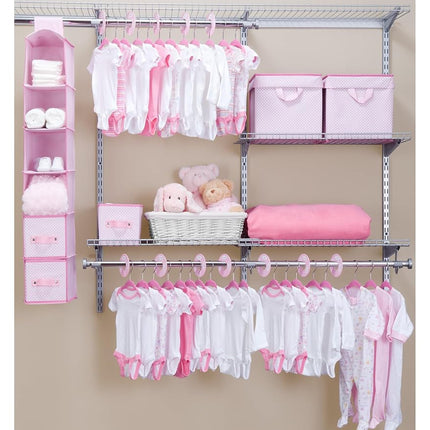 Delta Children Nursery Storage 48 Piece Set - Easy Storage/Organization Solution - Keeps Bedroom, Nursery & Closet Clean, Barely Pink