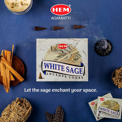 Hem Incense White Sage - Case of 12 Boxes, 10 Cones Each