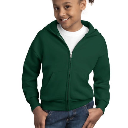 Hanes Boys' Eco Smart Zip Hoodie, Deep Forest, X-S