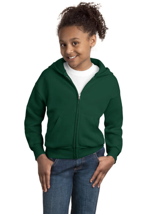 Hanes Boys' Eco Smart Zip Hoodie, Deep Forest, X-S