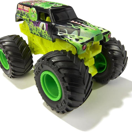 Monster Jam Grave Digger Smash&Bash Die-Cast Monster Truck-Real Action Crash Reset Vehicle, 1:64 Scale, Series 01