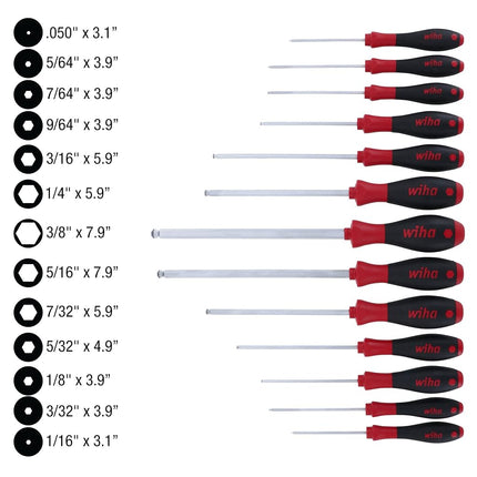 Wiha 36791 13-Piece MagicRing Screwdrivers Holding Ball Inch Hex Drivers
