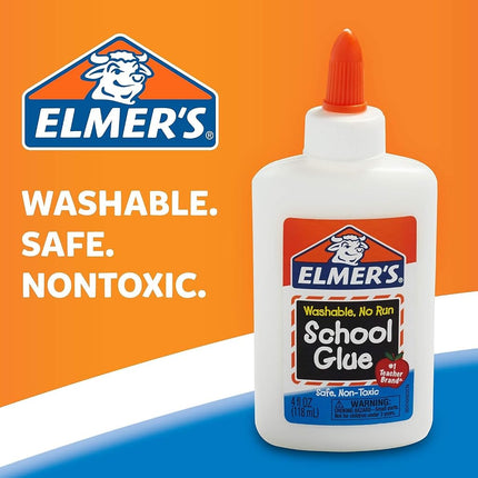 Elmer's Liquid School Glue, White, Washable, 4 Ounces, 12 Count