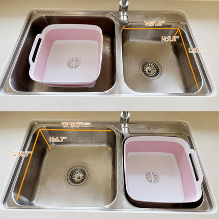 GIMWA 2.4Gal Collapsible Dish Basin with Drain Plug, Baby Bottle Wash Basin