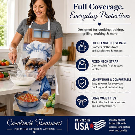 Caroline's Treasures Brussels Griffon The Chef Apron Cooking Kitchen Server Baking Crafts Gardening for Adult Women Men, Unisex, Large, Multicolor