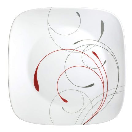 Corelle Vitrelle 18-Piece Service for 6 Dinnerware Set, Triple Layer Glass, Chip Resistant, Lightweight Square Plates and Bowls, Splendor