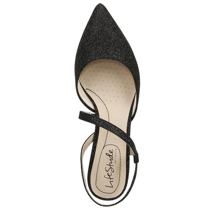 LifeStride Women's, Minimalist Pump, Black Sparkle, 8.5