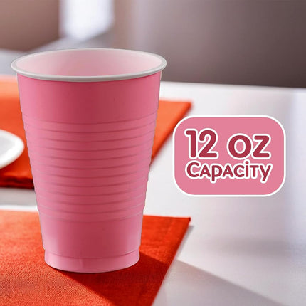 Amscan Table Needs, Big Pack Plastic Cups, Party Supplies, New Pink, 12 Oz 50Ct