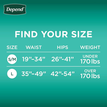 Depend Incontinence Protection with Tabs, Maximum Absorbency, Large, 16 Count (Pack of 3)