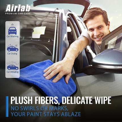 Airlab 4 x Professional 800GSM Microfibre Cloths, 40 x 40 cm, Absorbent Towels, No Streaks, Quick Wash, Dust Capture Polishing, Cleaning Cloths for Glasses, Kitchens, Bathrooms
