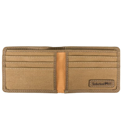 Portefeuille Timberland Pro pour homme, en cuir fin, avec protection RFID, double volet et fenêtre d'identification au dos, coloris Blé/Pullman, taille unique (RU)