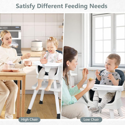 INFANS 8 in 1 Baby High Chair, Convertible Highchair for Babies and Toddlers, Infant Dining Booster Seat, Building Block Table, Kids Stool Table Chair Set with Removable Tray (Black)