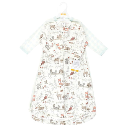 Hudson Baby BabyCotton Long-Sleeve Wearable Sleeping Bag, Sack, Blanket, Girl Woodland Pals Long Sleeve, 12-18 Months