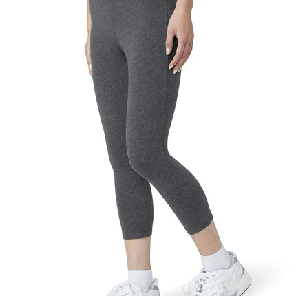 HUE Women's Wide Waistband Blackout Cotton Capri Leggings, Assorted, Graphite Heather, XL
