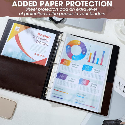 Marspark 2 Pcs Vintage Hardback 3 Ring Binder Professional Leather Binder Organizer Round Rings Holds 200 Sheets with 2 Inner Pockets(1 Inch,Brown)