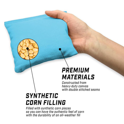 GoSports Cornhole Bean Bags Set of 4 - Regulation All Weather - Light Blue