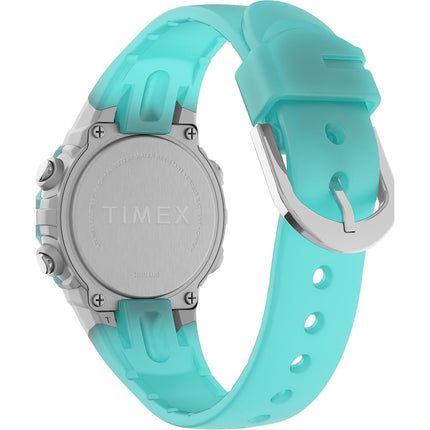 Timex Youth Digital 33 mm Watch, Digital Dial Silver-Tone Case, Blue Resin Strap TW5M61400