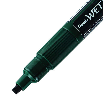 Pentel Arts Wet Erase Chalk Marker, Ideal on Blackboards and Windows, Small Chisel Tip, Black Ink, SMW26-A, Box of 12