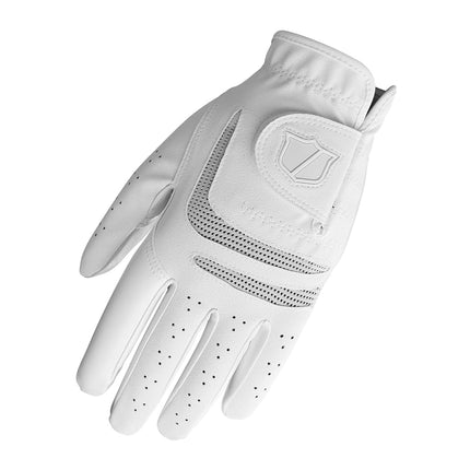 Wilson Grip Plus Golf Glove for Women, Improved Performance, Secure Grip, Optimum Fit, Robust Construction, Colour: White/Black, Size: S (Right Hand)