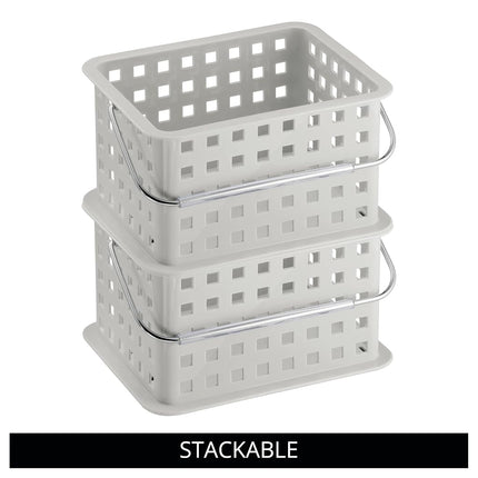 iDesign 61226 Basic Storage Basket, Small Plastic Bath Basket for Shower and Care Accessories, Light Grey