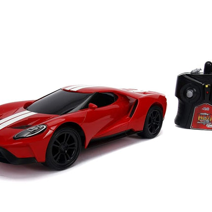 Jada Toys Hyperchargers Heat Chase Radio Control Vehicle - Twin Pack with USB Charging (2Piece), 1: 16 Scale, 2015 Dodge Charger SRT Hellcat & 2017 Ford Gt