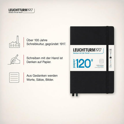 120g Edition Notebook (A5), 203 pages, Ruled, Black