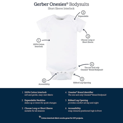 Gerber Baby 5-Pack Solid Onesies Bodysuits, Blue, 18 Months