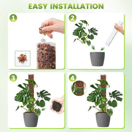 EOX 4 Pcs 24 Inch Plastic Moss Pole for Plants Monstera, Climbing Plants, Plant Support for Indoor Plants Work with Sphagnum Moss