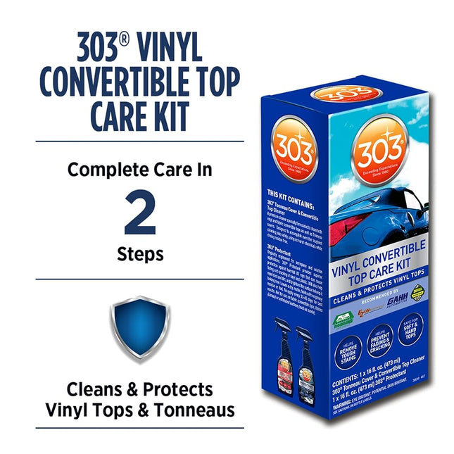 303 Products 30510 Convertible Vinyl Top Cleaning and Care Kit - Cleans and Protects Vinyl Tops - Includes Tonneau Cover and Convertible Top Cleaner 16 fl. oz. + Automotive Protectant 16 fl. oz.,Blue