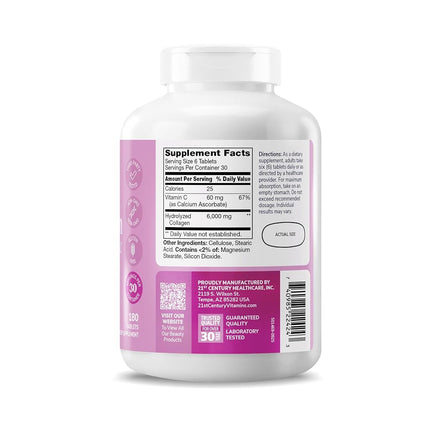 21st Century Super Collagen Plus Vitamin C Supplements, 180 Count