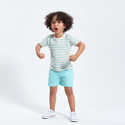 Gerber Baby Boys' paquete de 3 shorts de punto sin cierre para niño, azul y gris, 3T