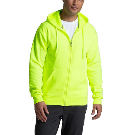 Fruit of the Loom Men's Eversoft Fleece Hoodies, Pullover, Moisture Wicking & Breathable, Sizes S-4x Hooded Sweatshirt, Safety Green Full Zip, Medium