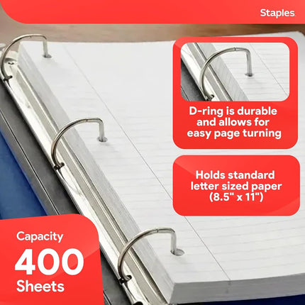 Staples Better 1.5-Inch 3-Ring View Binder, Blue (13400)