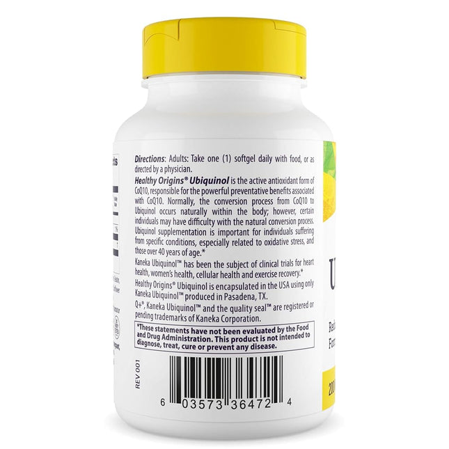 Healthy Origins Ubiquinol Soy Free/Non-GMO Gels, 200 MG, 60 Count