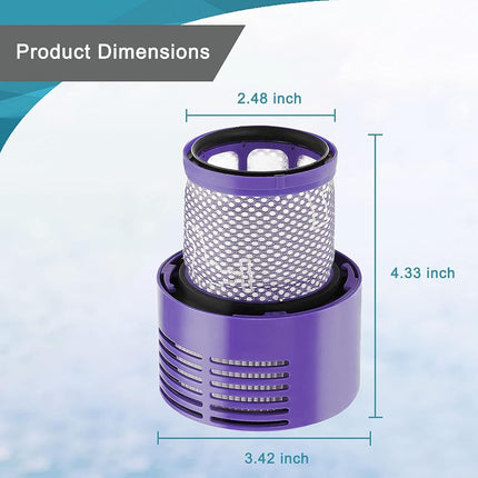 3 Pack V10 Filters Replacement Parts Compatible with Dyson V10 Cyclone Series, Cyclone V10 Absolute, Cyclone V10 Animal, V10 Total Clean, SV12, Replace Part No. 969082-01