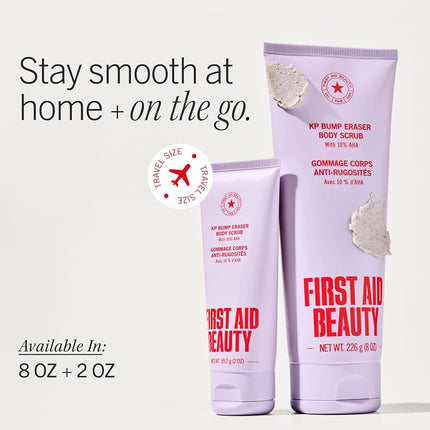 First Aid Beauty KP Bump Eraser Body Scrub with 10% AHA, Keratosis Pilaris Skin Exfoliator with Glycolic and Lactic acids, Helps Reduce Chicken Bumps, Safe for Sensitive Skin, 8 oz
