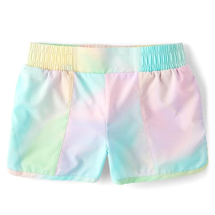 The Children's Place Girls' Athletic Pull on Shorts, Multicolor Tie Dye, Large