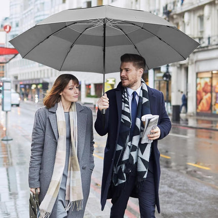 G4Free 62 Inch Windproof Inverted Umbrella with Reflective Stripe Large Compact Reverse Golf Umbrella for Rain 10 Ribs Double Canopy Travel Umbrella Automatic Open Close