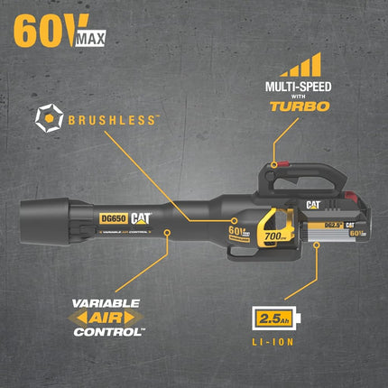 Cat� DG650 60V 700 CFM 135 MPH Brushless Leaf Blower- 2.5Ah Battery & Charger Included