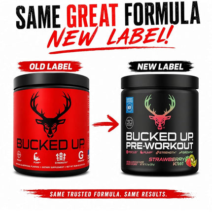 Bucked Up Pre Workout - Best Tasting - 6 Grams Citrulline, 2 Grams Beta Alanine Non Proprietary Blend, Powder (Strawberry Kiwi)